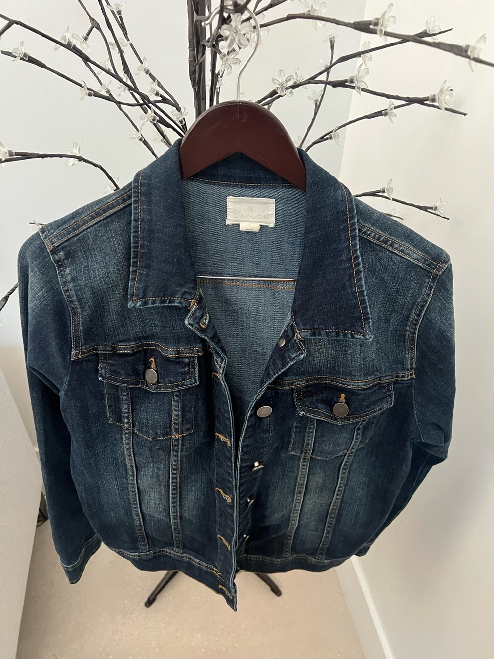 Caslon Dark Wash Denim Jacket - Classic Blue Jean Jacket